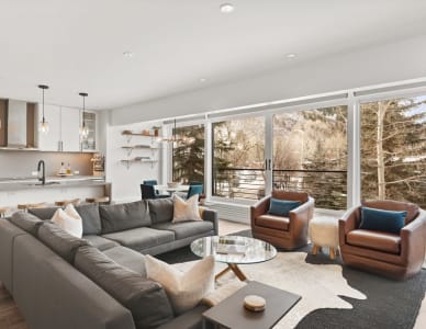 Luxury Durant Condo Living Room & Kitchen located in Aspen, Colorado