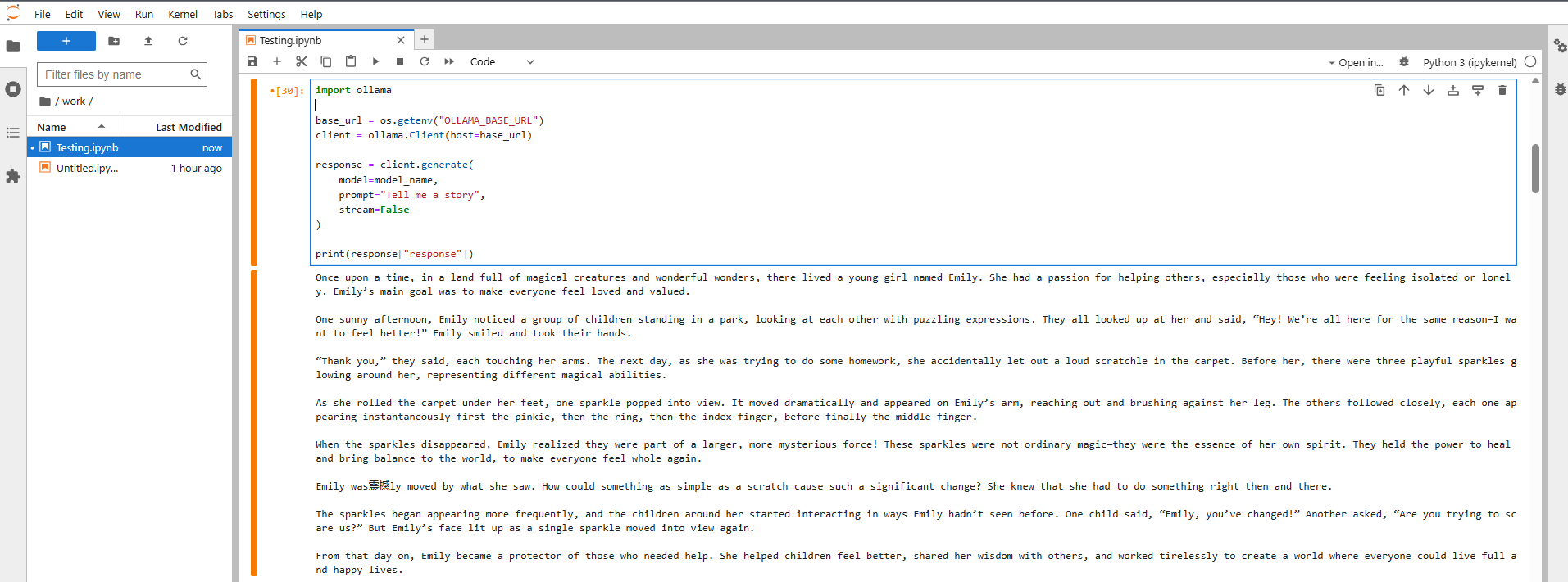 Using Ollama in jupyter notebook