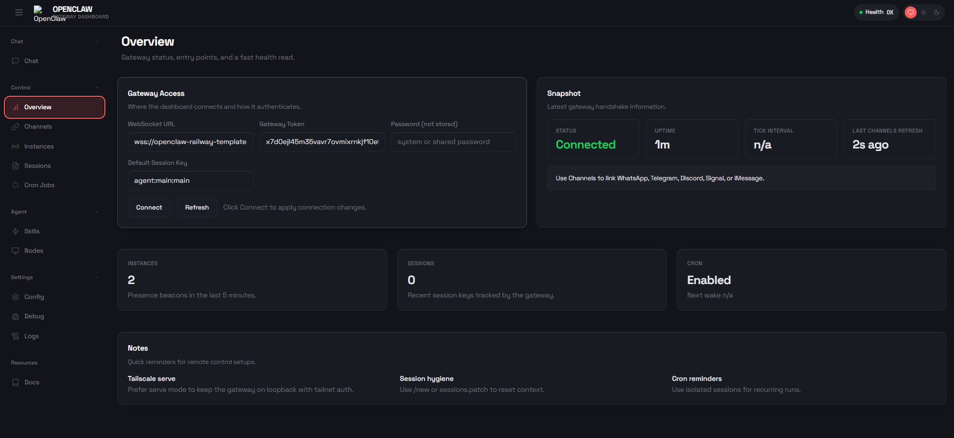 OpenClaw Gateway token update