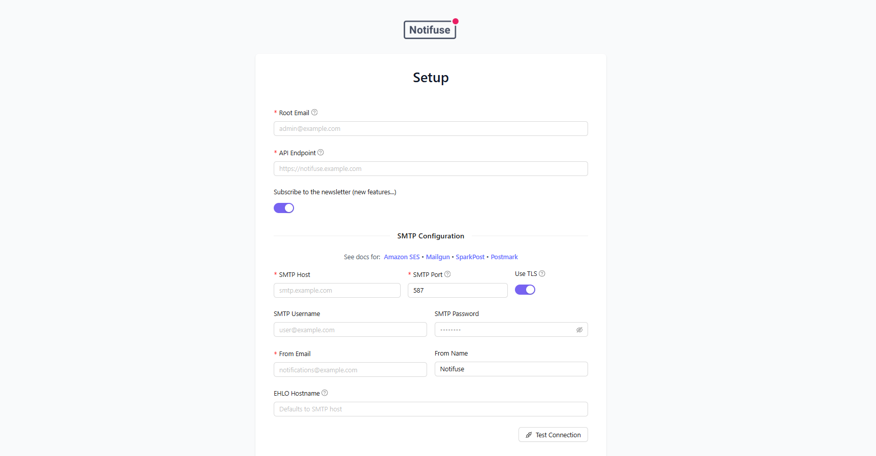 Notifuse Setup Wizard on first access via Railway URL