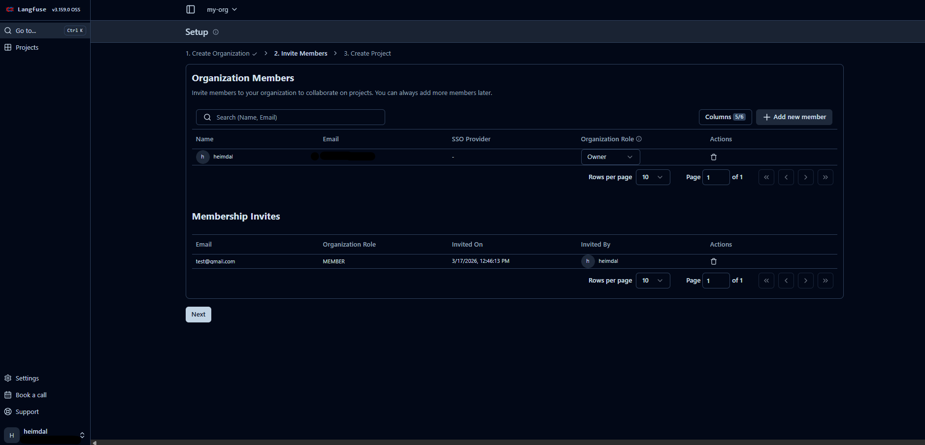 Langfuse dashboard screenshot