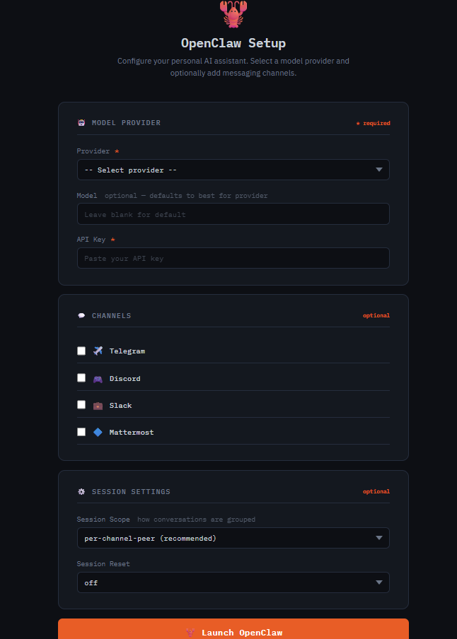 OpenClaw setup wizard