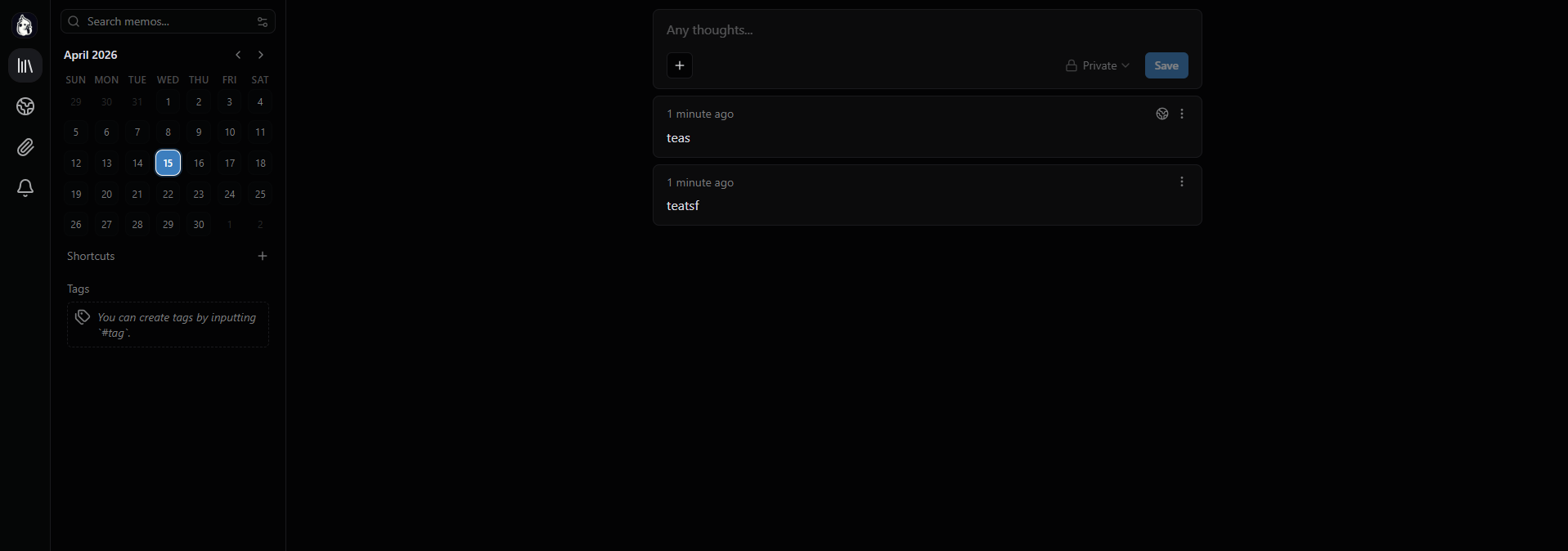 Memos dashboard screenshot