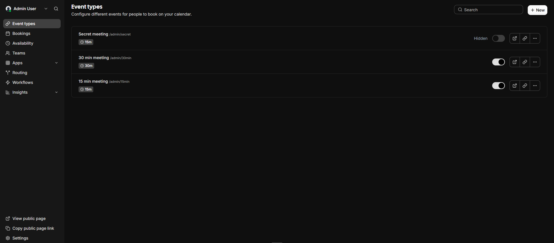 Cal.com dashboard screenshot