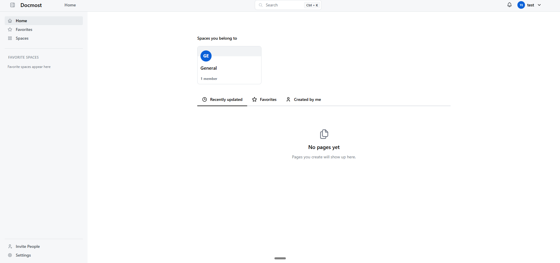 Docmost dashboard screenshot