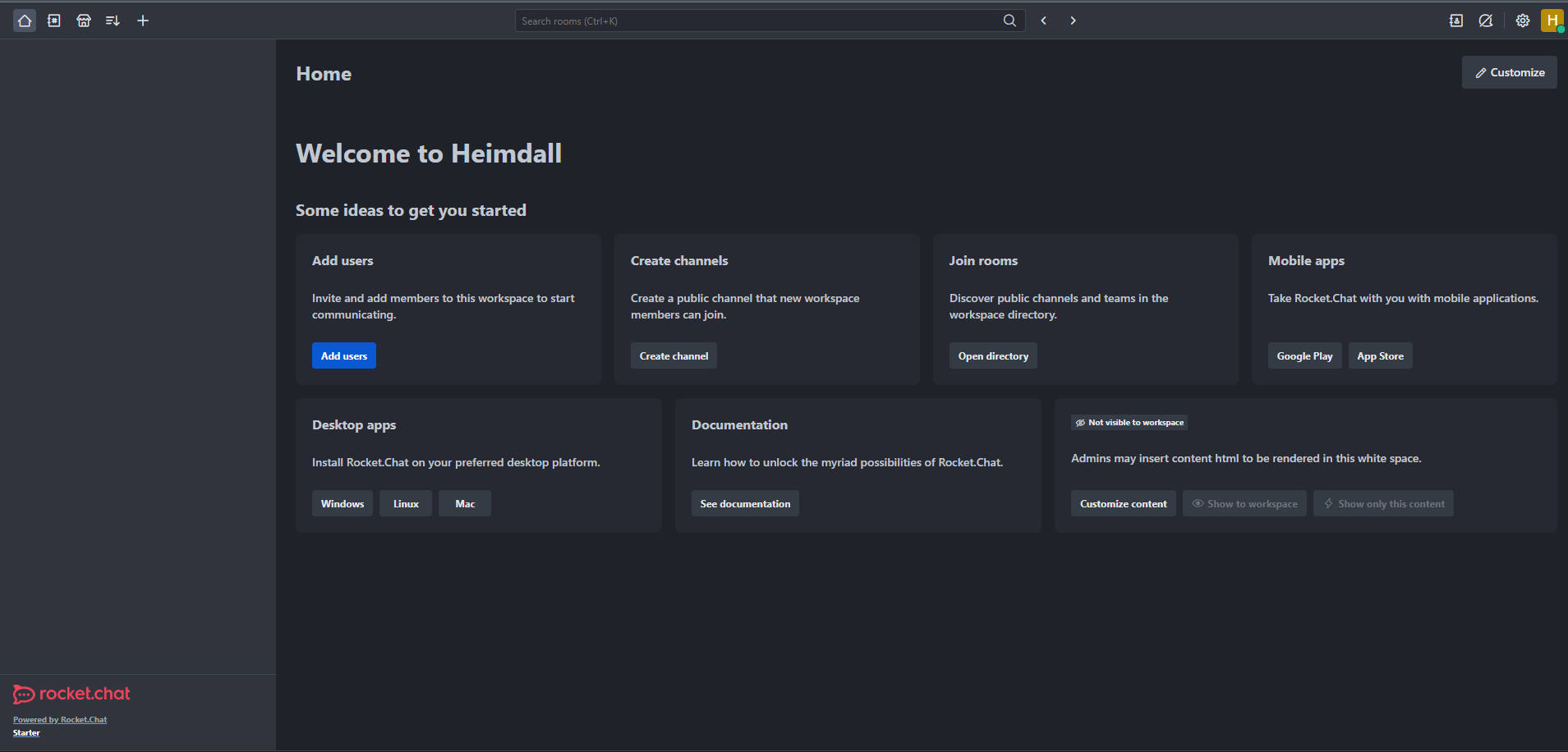 Rocket.Chat dashboard screenshot