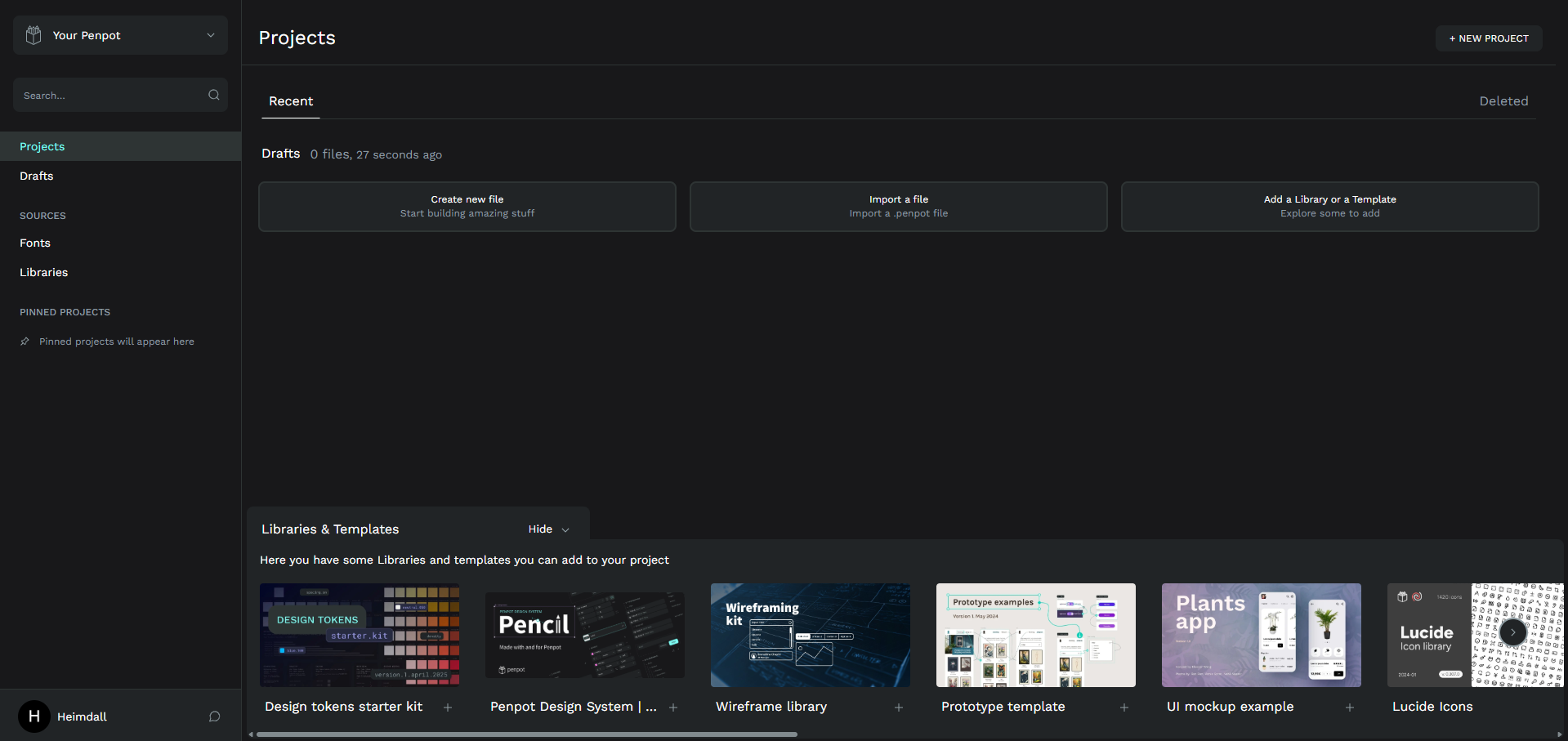 Penpot dashboard screenshot