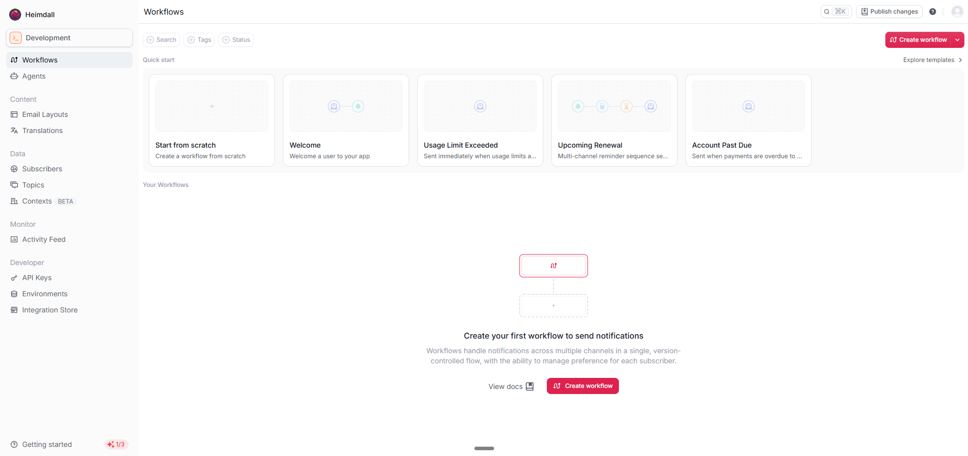 Novu dashboard screenshot