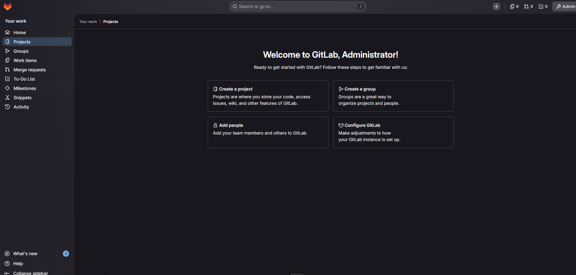 GitLab dashboard screenshot