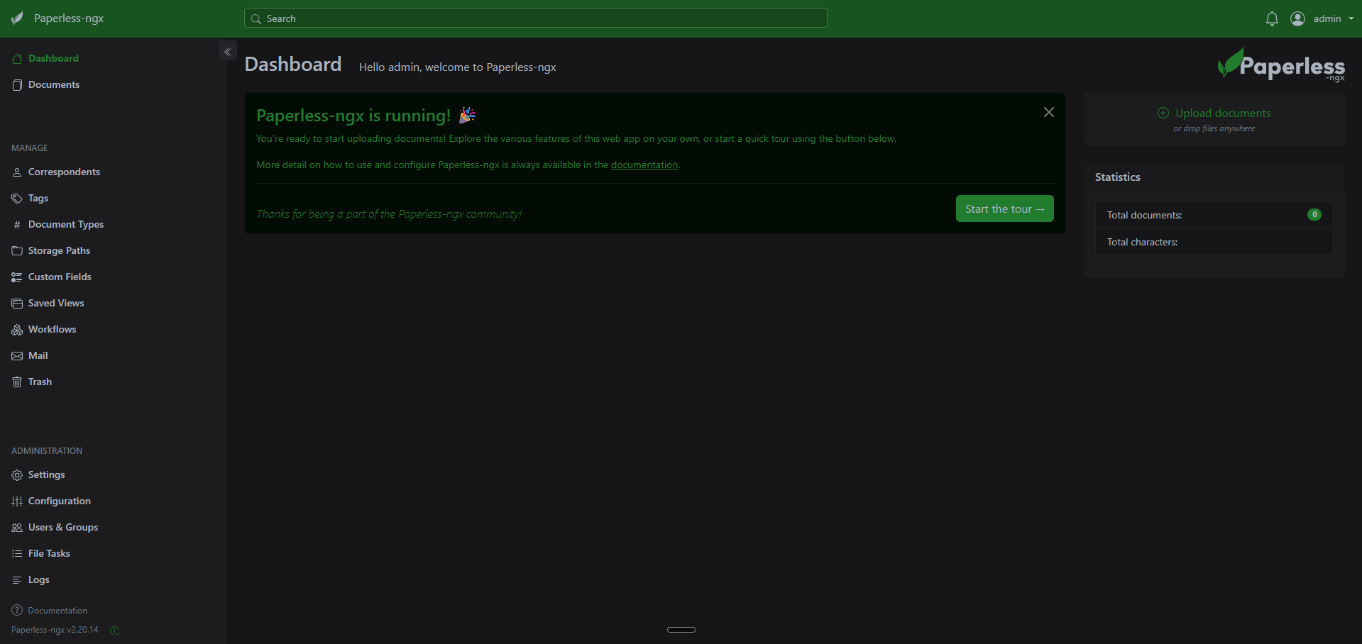 Paperless-ngx dashboard screenshot