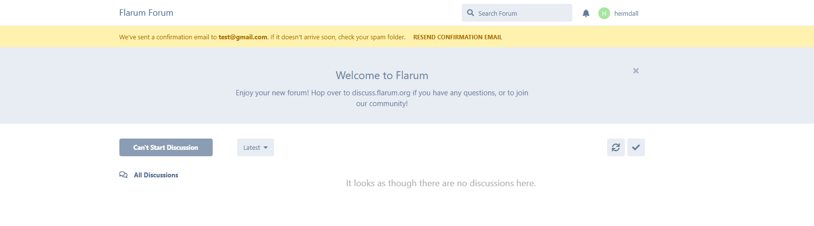 Flarum dashboard screenshot