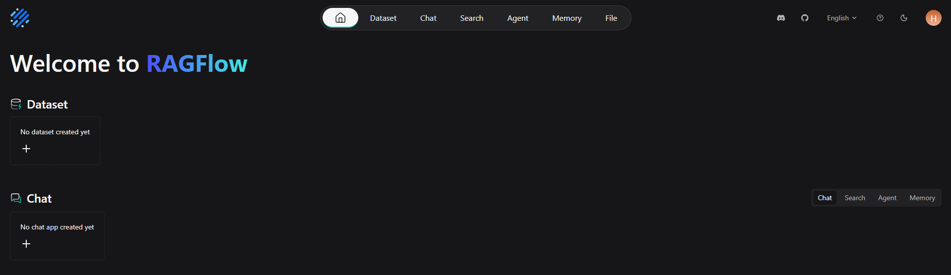 RAGFlow dashboard screenshot