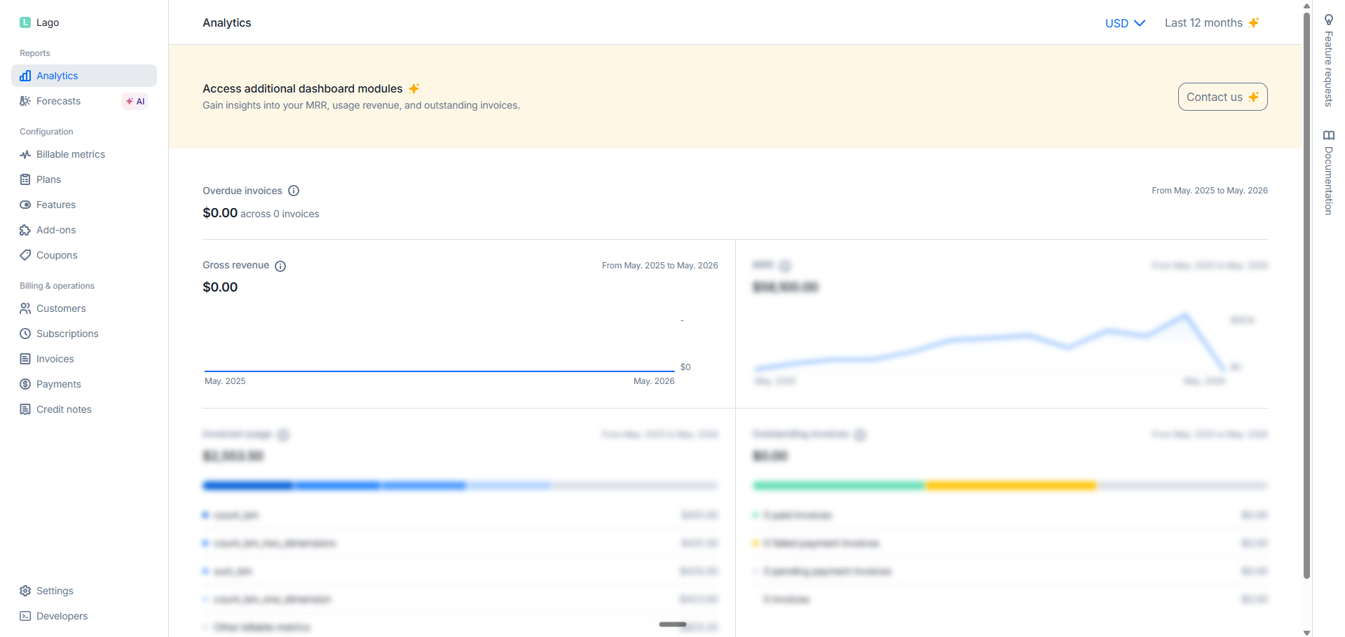 Lago dashboard screenshot