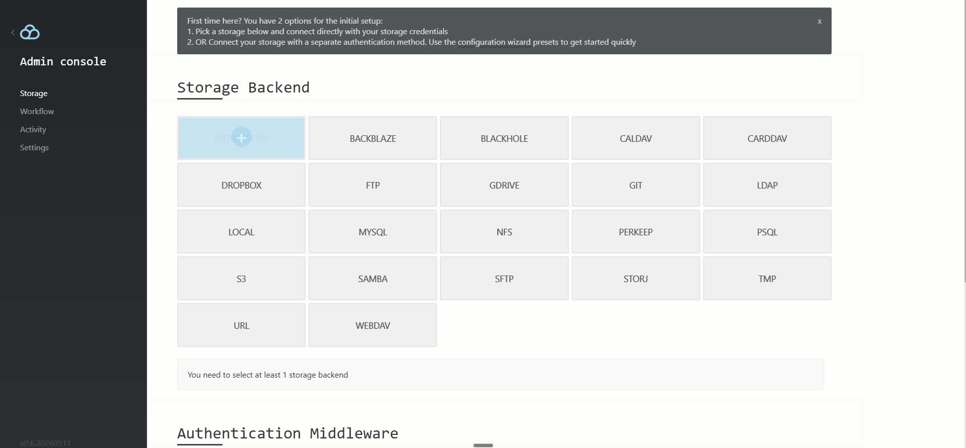 Filestash dashboard screenshot 2