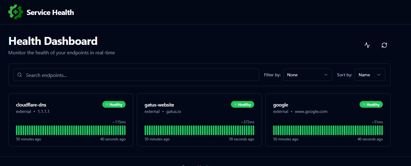 Gatus dashboard screenshot