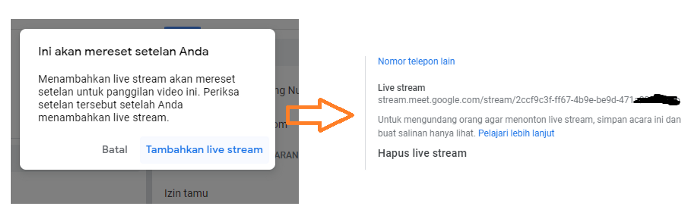 Link Live streaming Google Meet