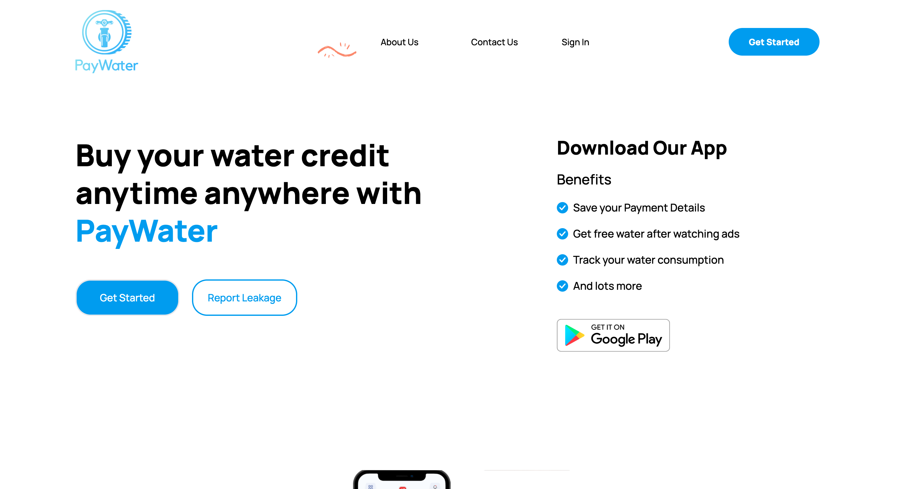 Paywater interface