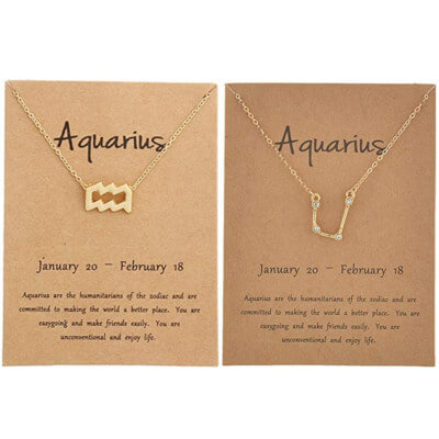 Aquarius Zodiac Sign Necklace