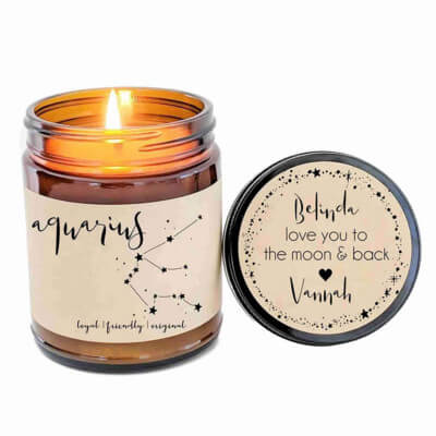 Aquarius Zodiac Sign Candle