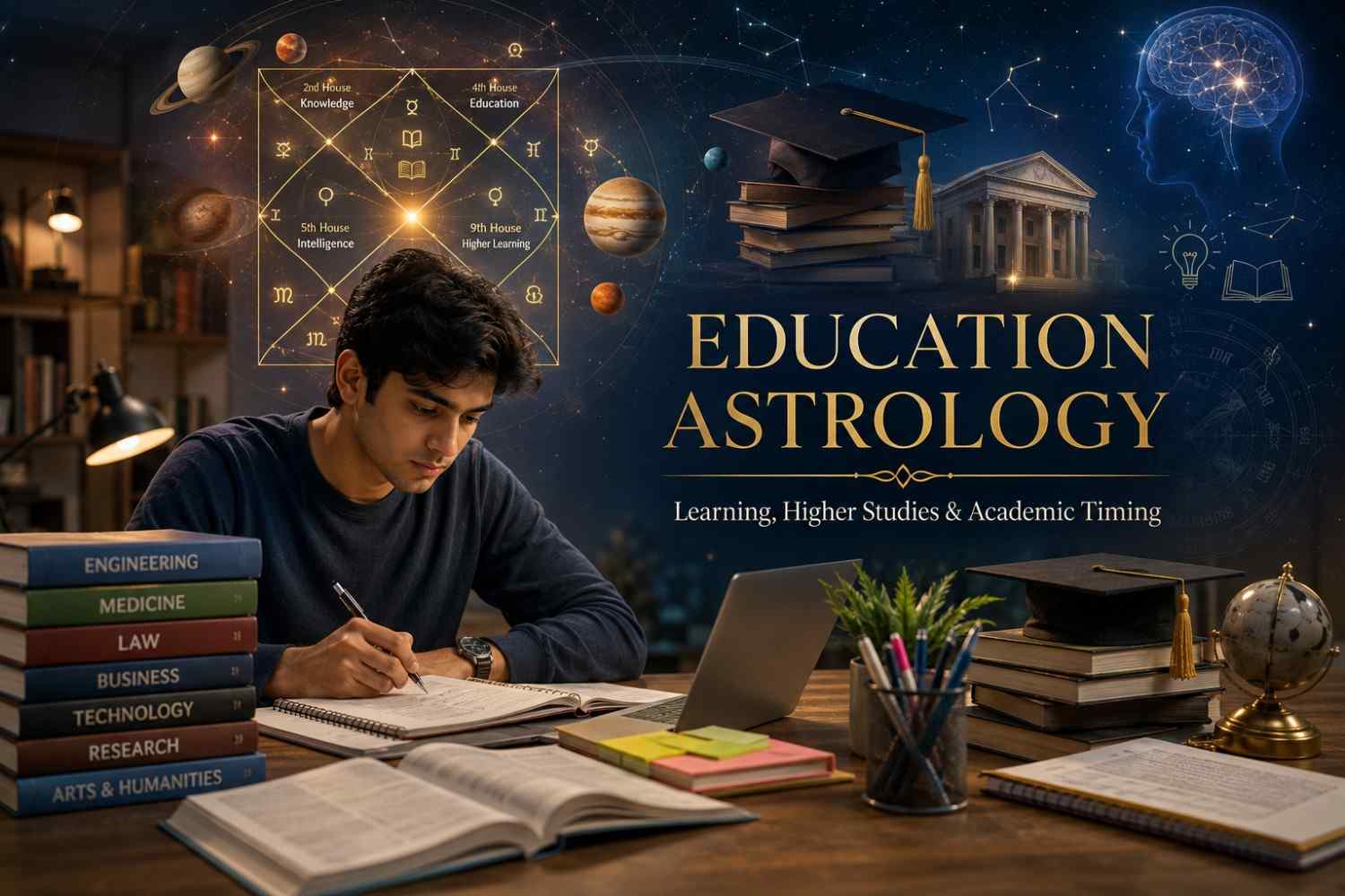 Education and Higher Studies in Vedic Astrology: Chart Factors for Learning, Field Selection, and Timing