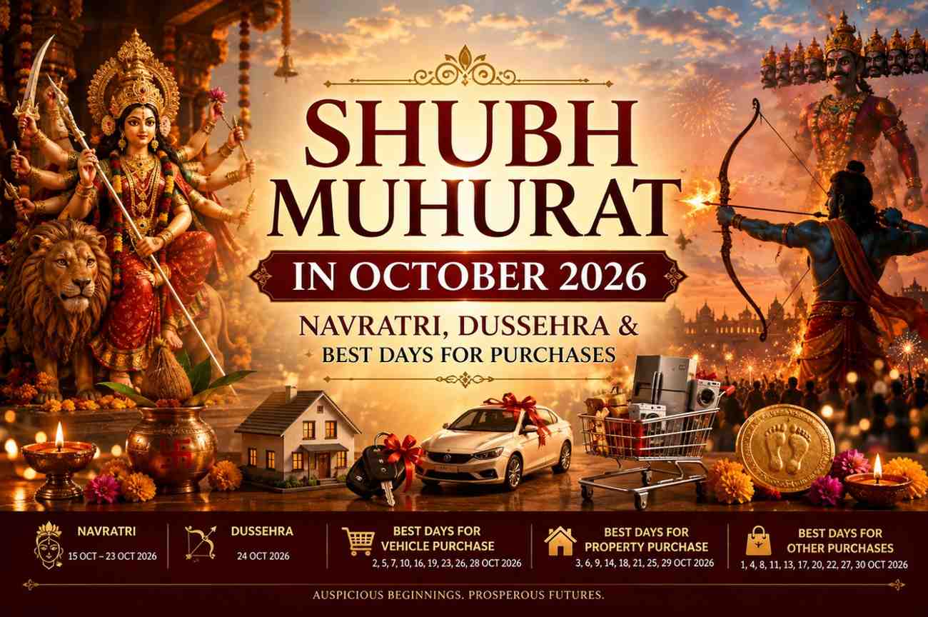 Shubh Muhurat In October 2026 — Navratri, Dussehra & Best Days For Purchases