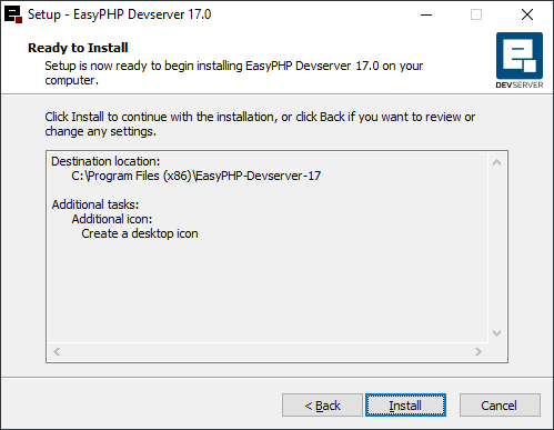 Running EasyPHP Setup Setup