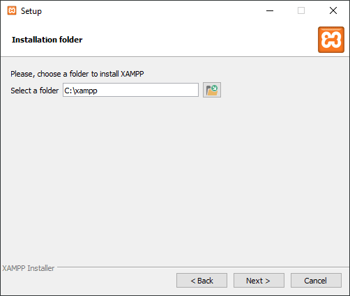 Selecting XAMPP Installation Folder