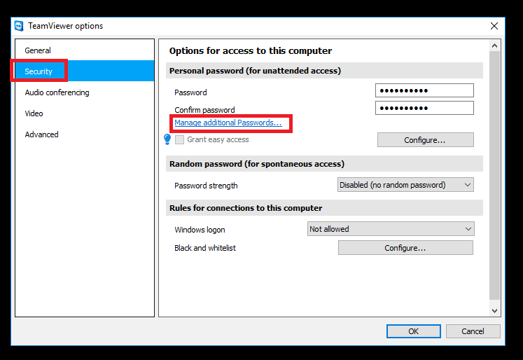 open manage passwords