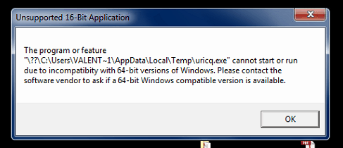 unsupported 16bit app