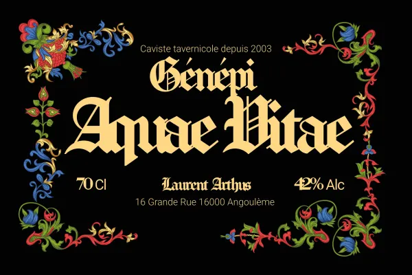Modèle d'étiquette personnalisable Aquavitam noir 1524x1016