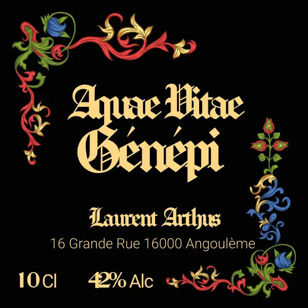 Modèle d'étiquette personnalisable Aquavitam noir 508x508