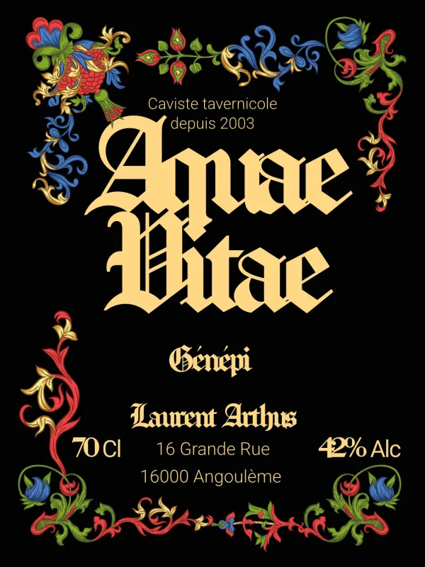 Modèle d'étiquette personnalisable Aquavitam noir 762x1016