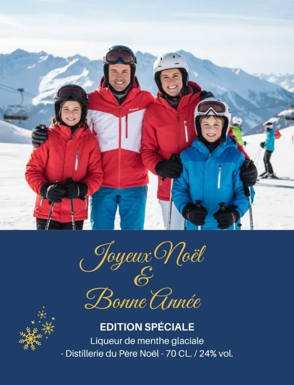 Modèle d'étiquette personnalisable Noël bleu photo 762x1016