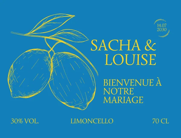 Modèle d'étiquette personnalisable Mariage Sacha & Louise 1016x762