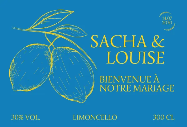 Modèle d'étiquette personnalisable Mariage Sacha & Louise 1524x1016