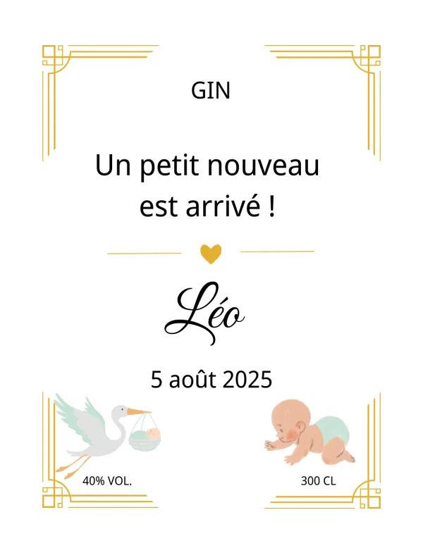 Modèle d'étiquette personnalisable Un petit nouveau est arrivé ! 762x1016