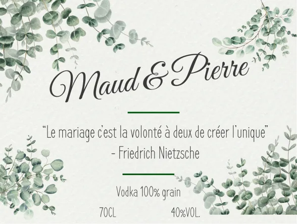 Modèle d'étiquette personnalisable Mariage de Maud et Pierre 1016x762