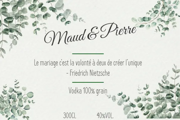 Modèle d'étiquette personnalisable Mariage Maud et Pierre 1524x1016