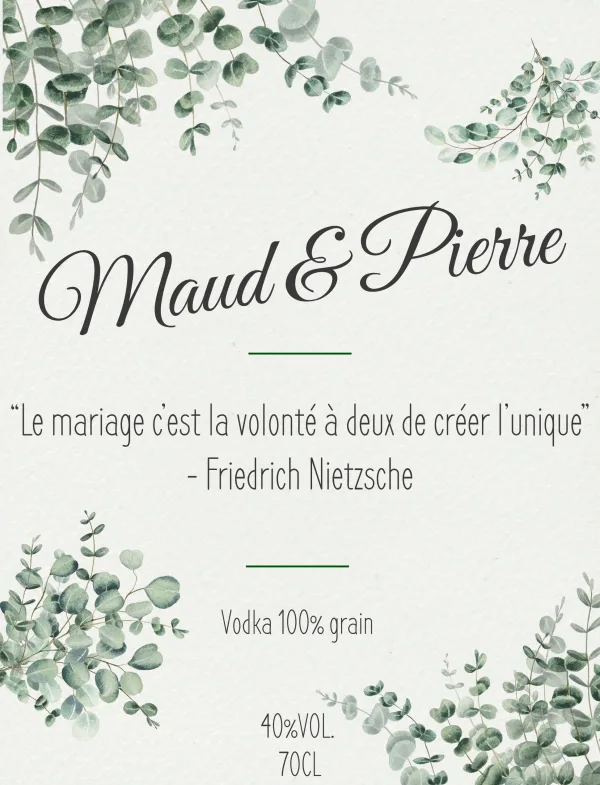 Modèle d'étiquette personnalisable Mariage de Maude et Pierre 762x1016