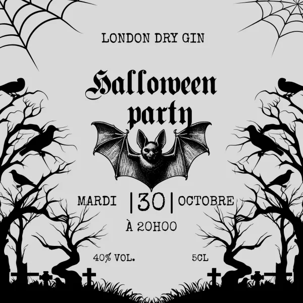 Modèle d'étiquette personnalisable Halloween noir et blanc 508x508