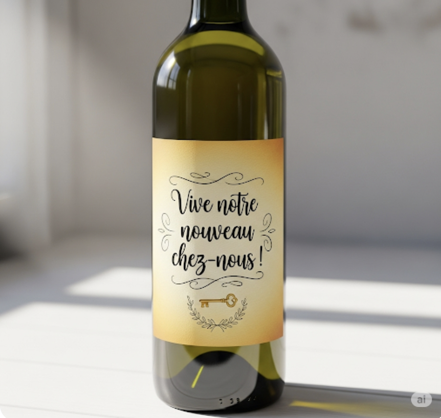 image bouteille de vin personnalisée pour un cadeau crémaillère