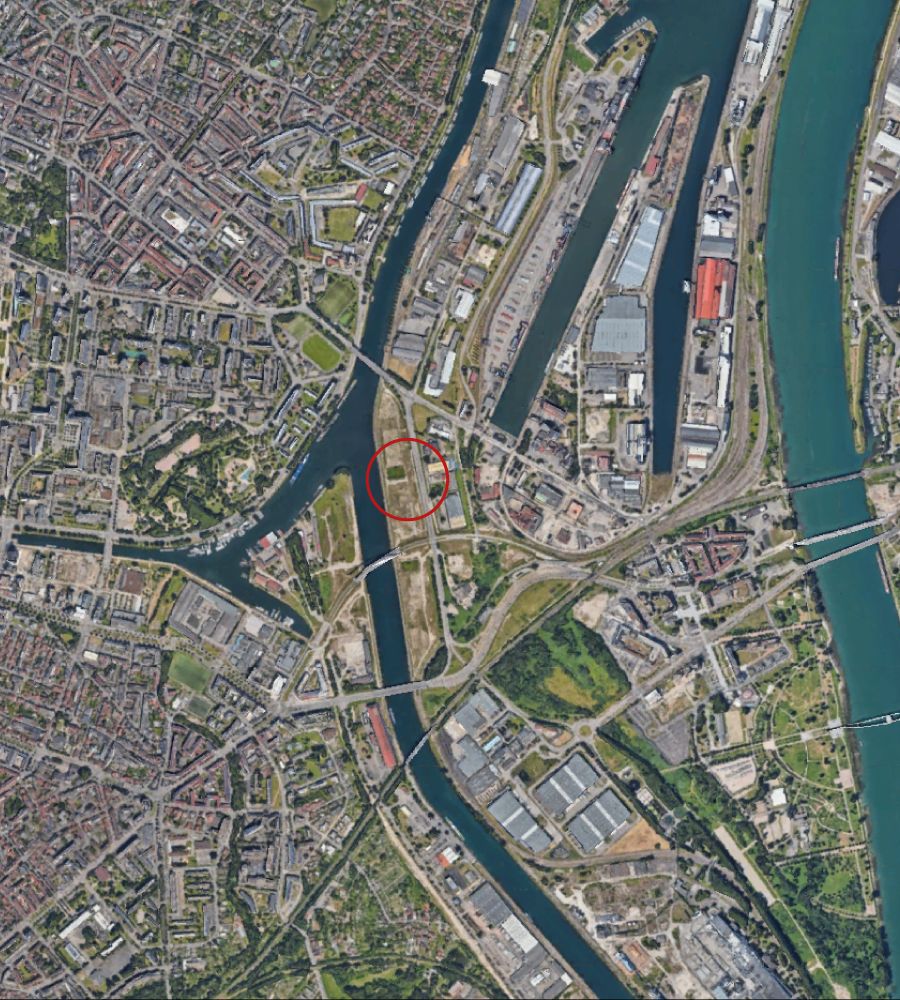 Atelier du Pont - Architecte - 66 logements et commerces à Strasbourg - Vue aérienne