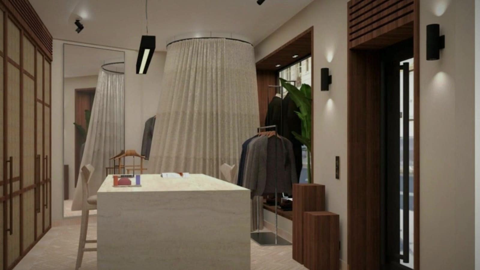 Cabine d'essayage de la future boutique