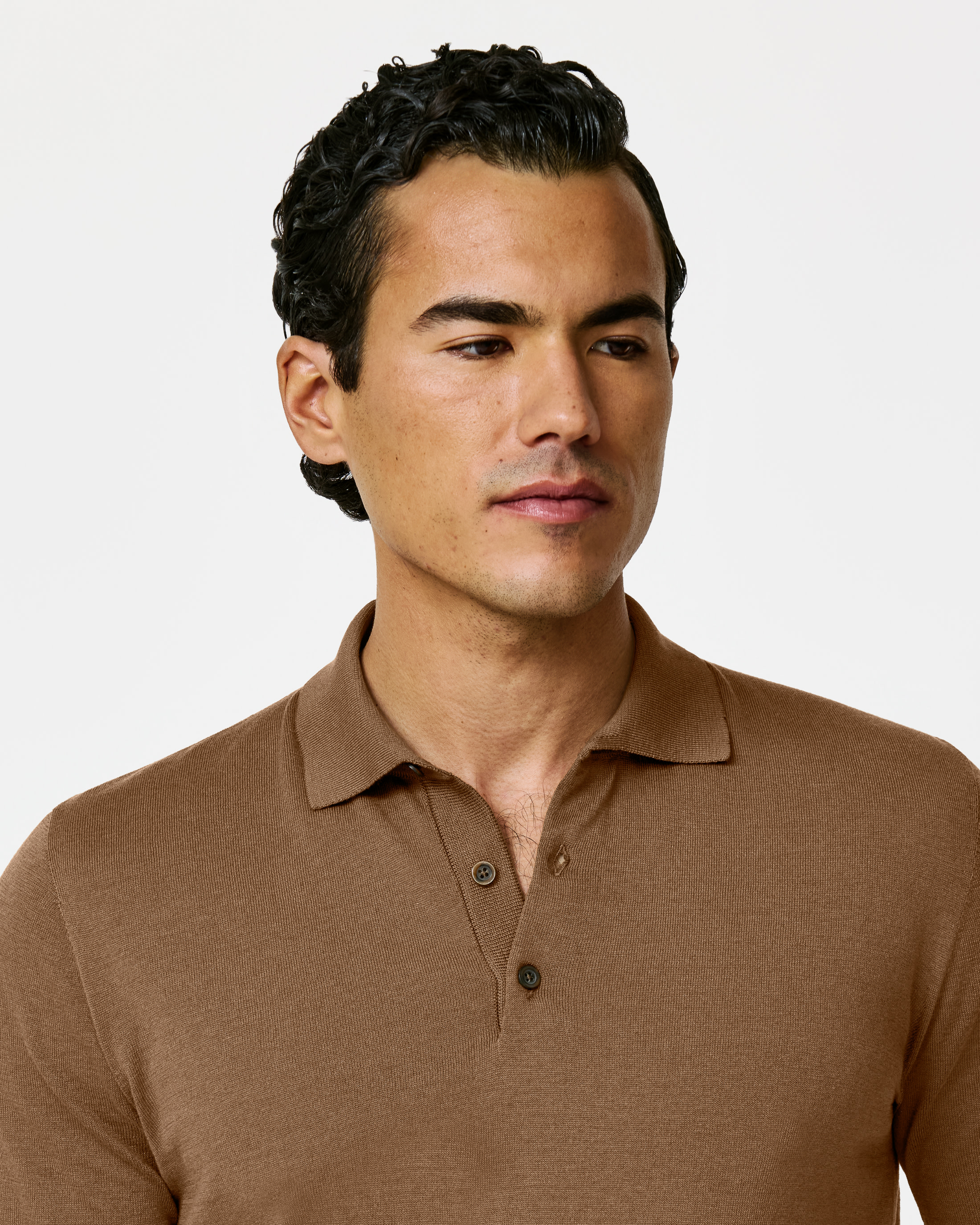 Style-MKC1269-chocolate-brown-cotton-silk-custom-knitwear, view 1 - Atelier Munro