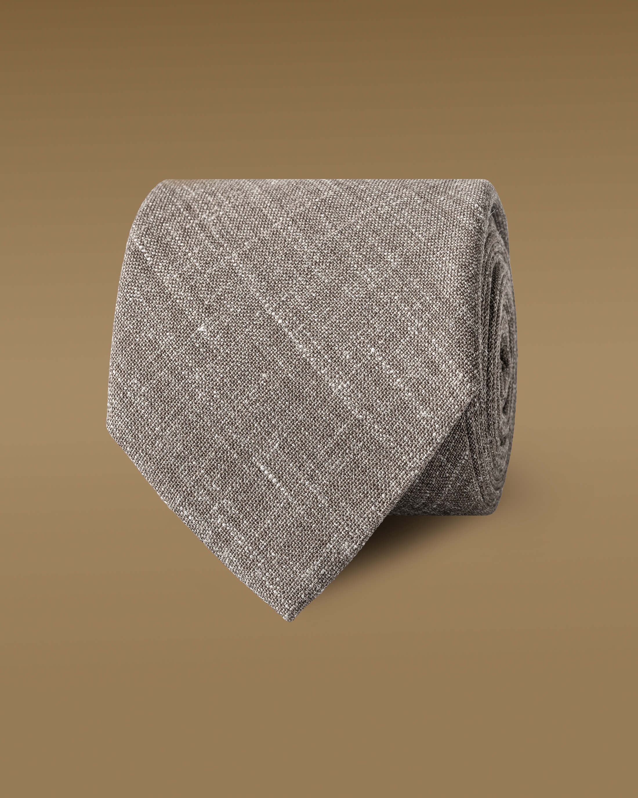 Taupe-Wool-Silk-Linen-Tie-MEV060-custom-ties, view 0 - Atelier Munro