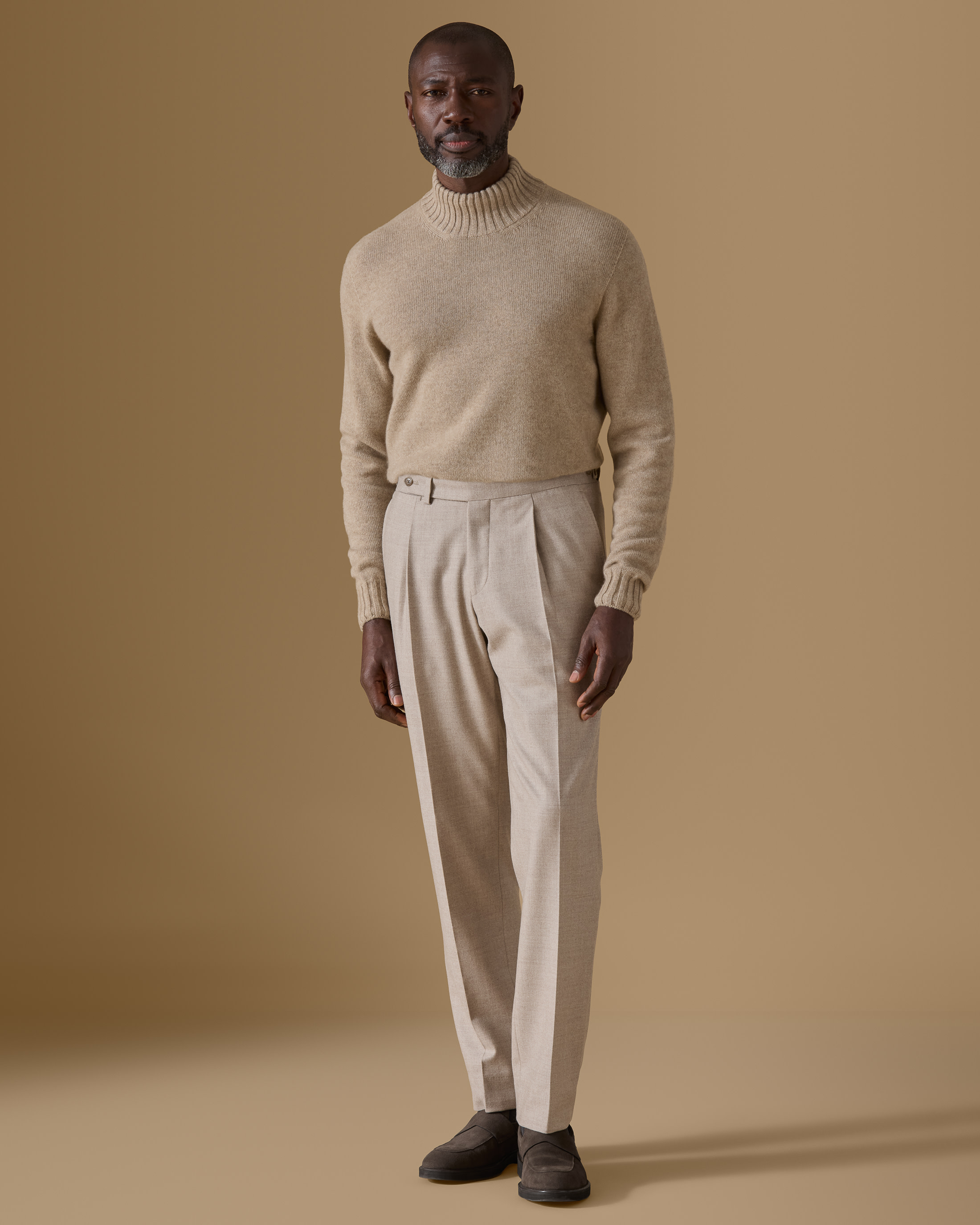 Desert-Beige-Cashmere-Mock-Neck-Knit-MKC1177-custom-knitwear, view 0 - Atelier Munro