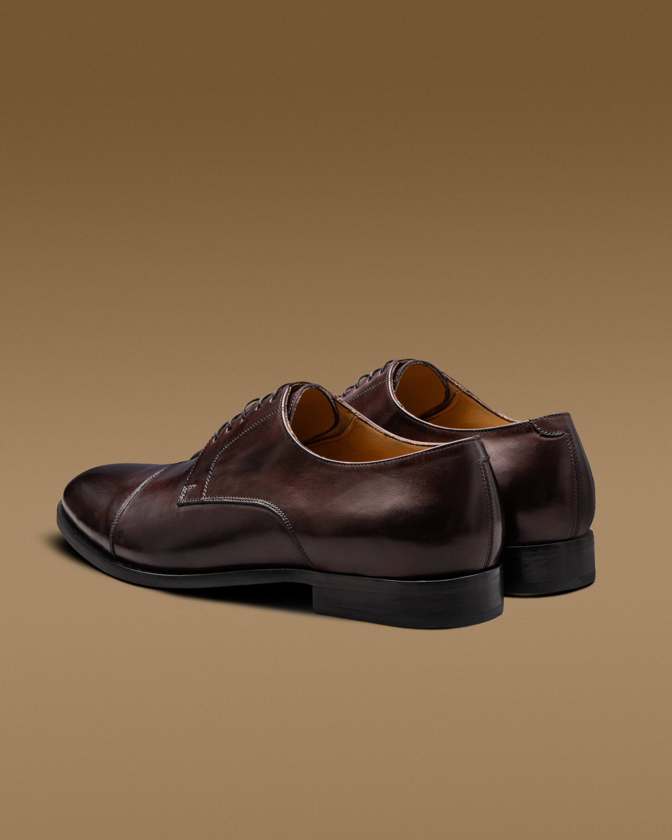 Chocolate-Brown-Hand-Painted-Nubuck-Cap-Toe-Derby-NBK03-custom-formal-shoes, view 2 - Atelier Munro