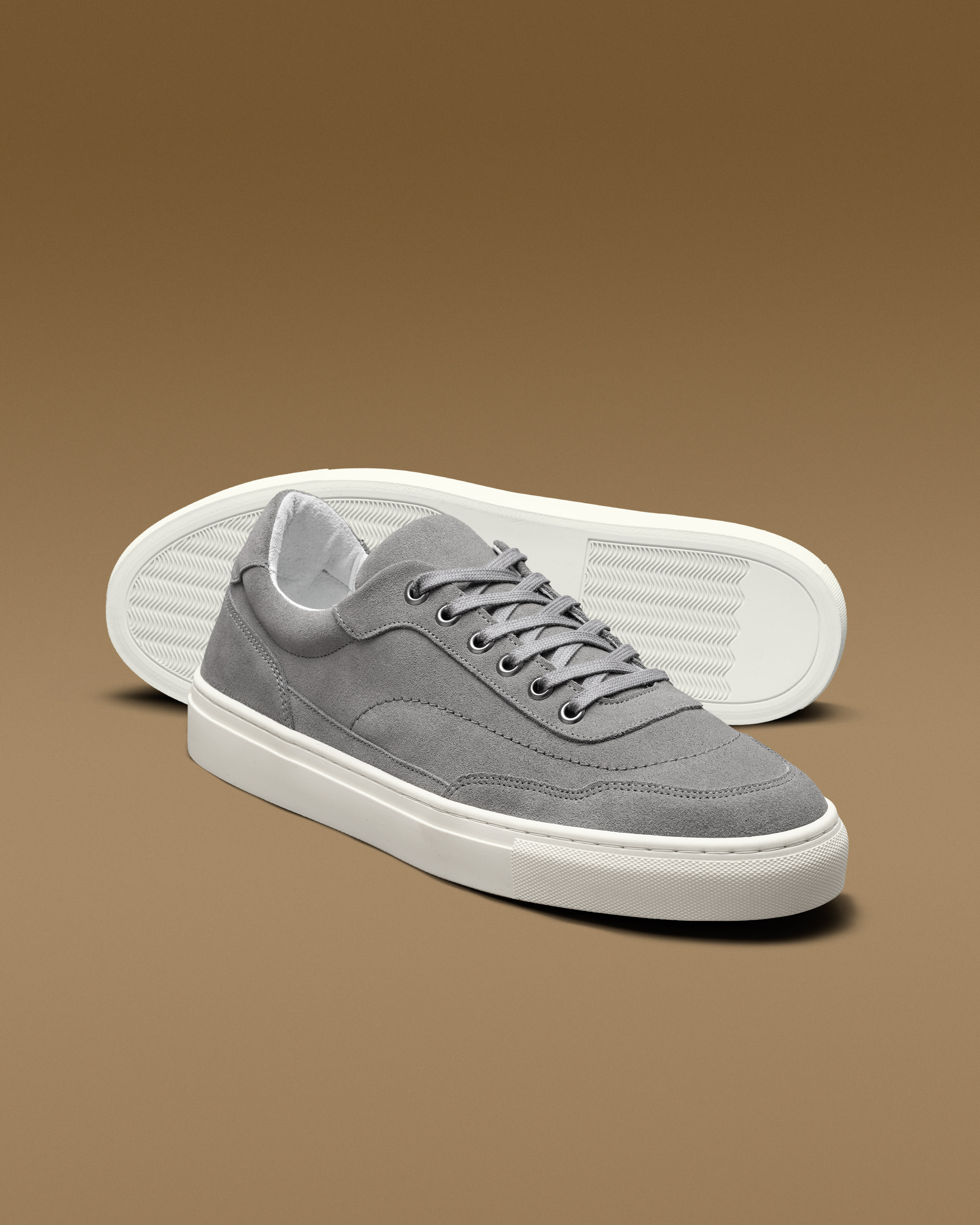 Mid-Grey-Suede-Low-Top-Sneaker-SUE29-custom-shoes-sneaker, view 1 - Atelier Munro
