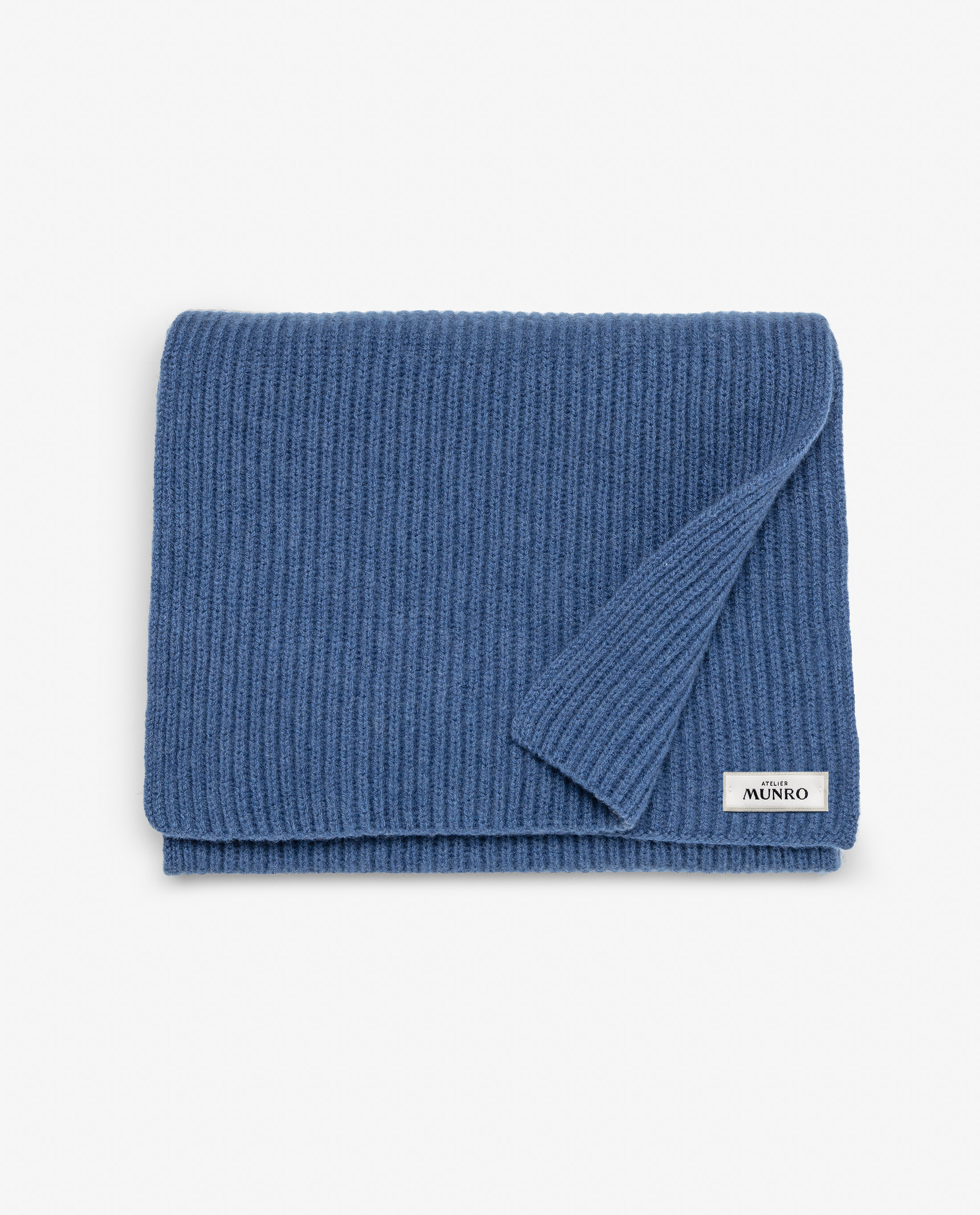 Cornflower-blue-wool-cashmere-scarf-MKC1093-custom-scarfs, view 0 - Atelier Munro