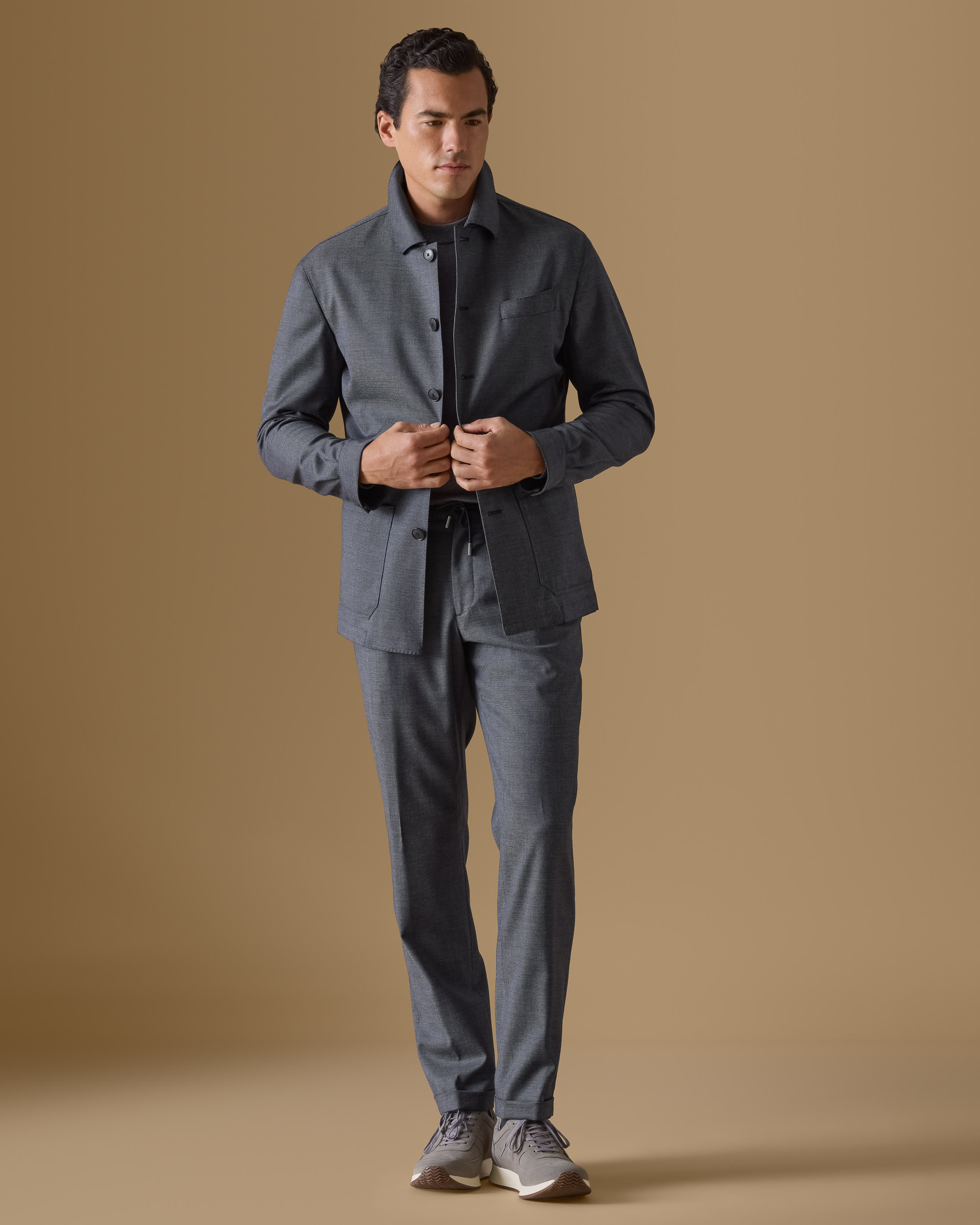 Indigo-Stretch-Wool-Utility-Suit-MS1002-custom-jackets, view 1 - Atelier Munro